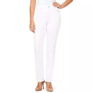 Gloria‎ Vanderbilt Amanda Jeans Womens 16P White Solid Straight Leg Denim NWT